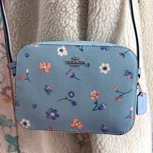 Coach c8699 Mini Camera Bag With Mystical Floral Print Light Teal Multi